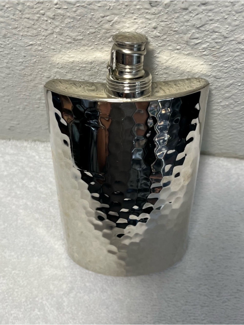 Hammered Vintage Hip Flask. Tin- Lined 10 OZ. Made in West Germany.